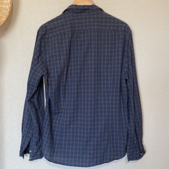 John Varvatos Stripped Checkered Black Gray Long Sleeve Button Down Men's L - Picture 2 of 6